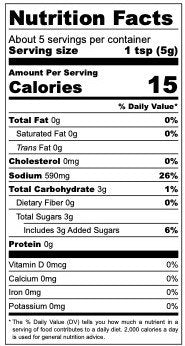 MTN Top Maple - Nutrition Facts - HuntChef